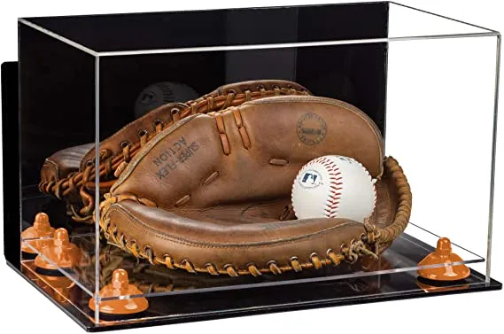 Acrylic Baseball Catchers Glove Display Case - Mirror No Wall Mounts (V16/A011)