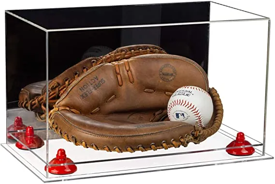 Acrylic Baseball Catchers Glove Display Case - Mirror No Wall Mounts (V16/A011)