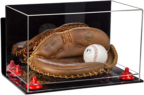 Acrylic Baseball Catchers Glove Display Case - Mirror No Wall Mounts (V16/A011)