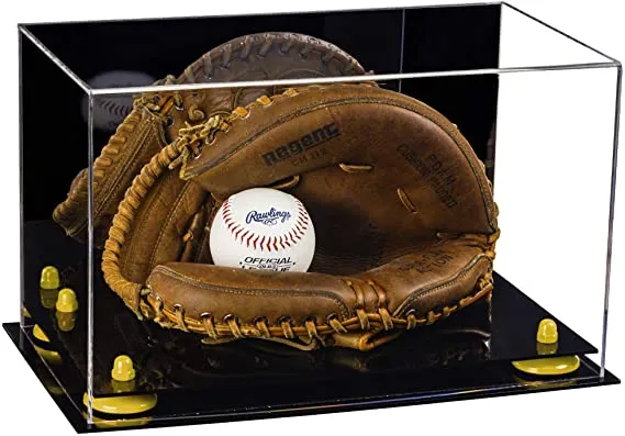 Acrylic Baseball Catchers Glove Display Case - Mirror No Wall Mounts (V16/A011)