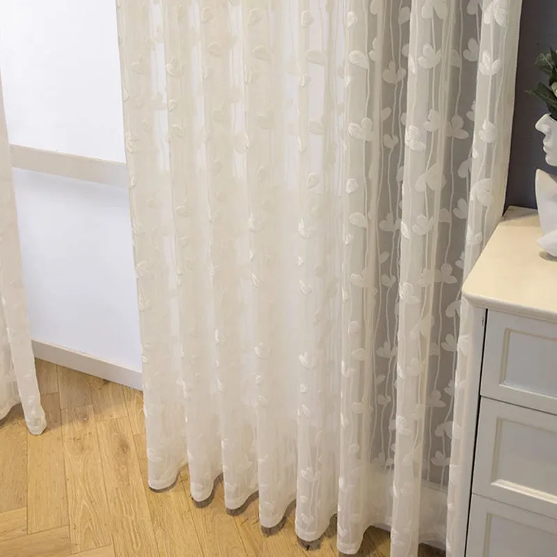 Andra Ivory Embroidery Floral Light Filtering Custom Curtain