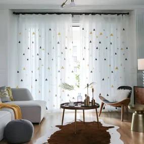 Annelise Gauze White Geometric Sheer Custom Curtain