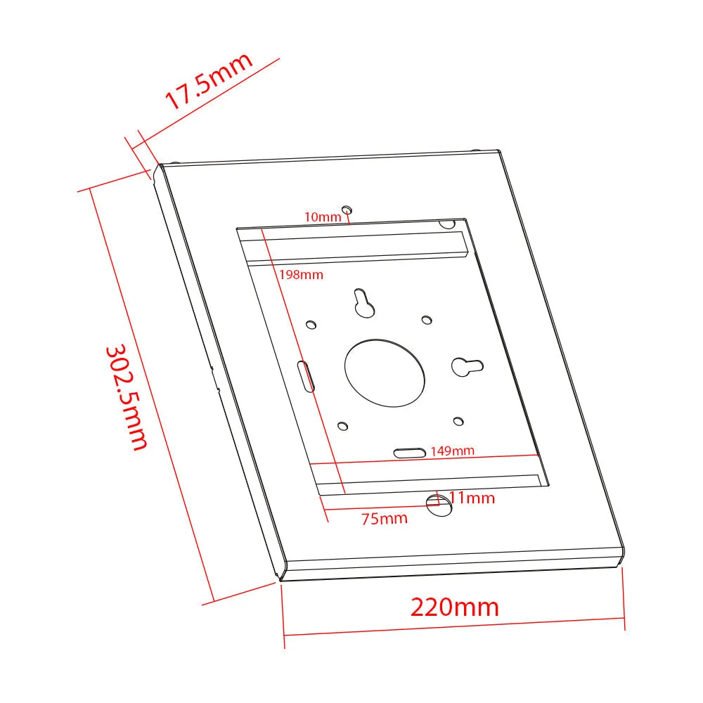 Anti-Theft Security Tablet Mount for iPad 2, 3, 4 & iPad Air, Air 2 - Black