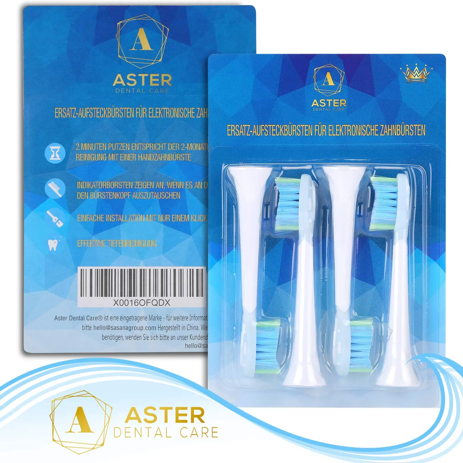 Aster Electric Toothbrush Head Replacements - 8 Pack, Professional Toothbrush Heads, ﻿Compatible with Philips Sonicare Electric Toothbrush