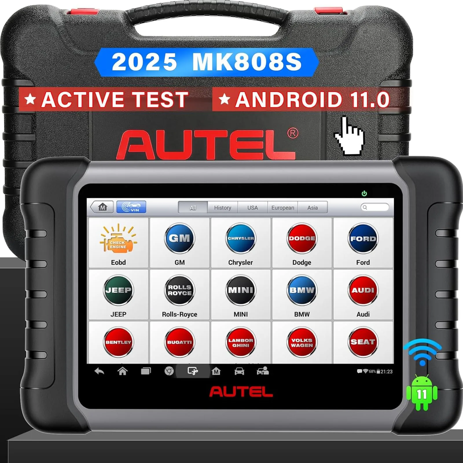 Autel Scanner MaxiCOM MK808S: 2025 Bidirectional Tool as MK808BT Pro MX808S M808Z, Function as MaxiCheck MX900, 28  Service, Active Test, All System Diagnose, Injector Coding, FCA Autoauth Android 11