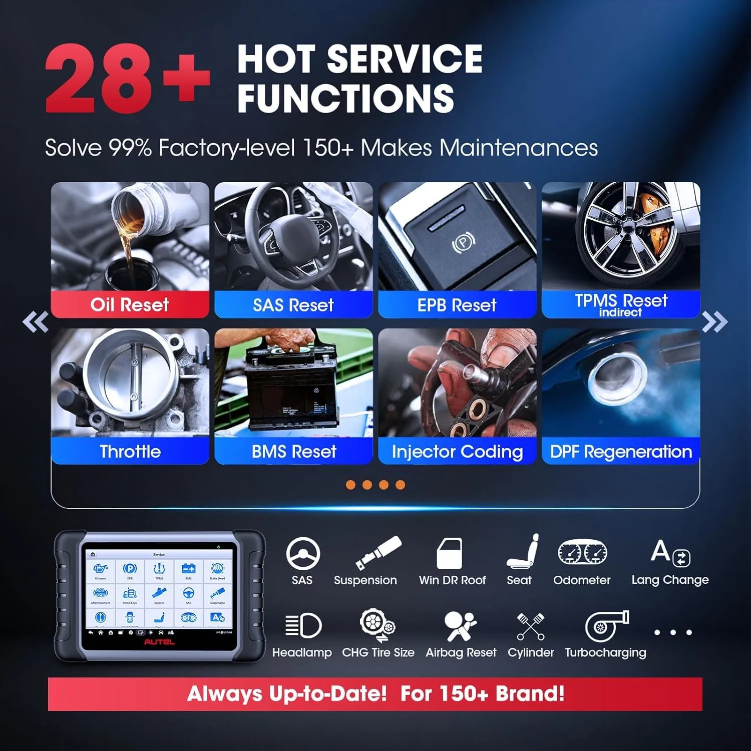 Autel Scanner MaxiCOM MK808S: 2025 Bidirectional Tool as MK808BT Pro MX808S M808Z, Function as MaxiCheck MX900, 28  Service, Active Test, All System Diagnose, Injector Coding, FCA Autoauth Android 11