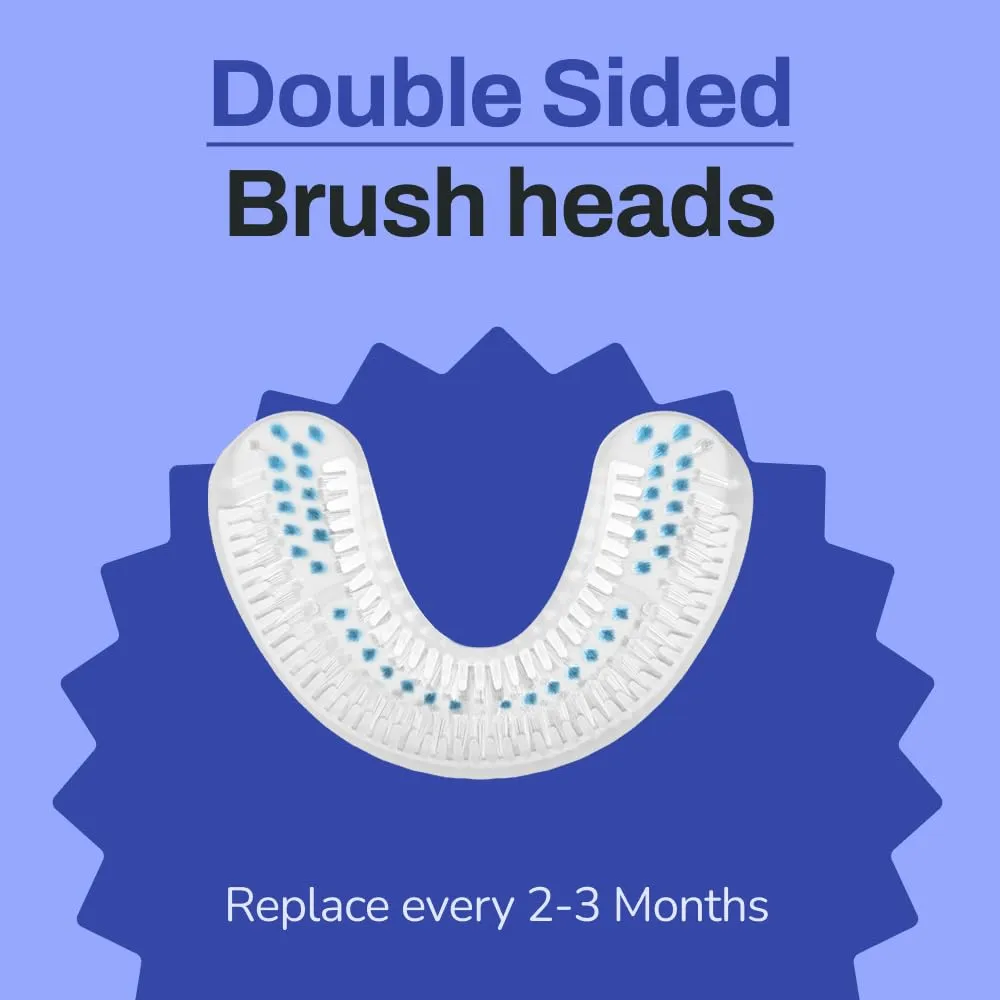 autobrush Double Sided Kids U Shaped Nylon Brush Head Replacements, ADA Accepted, Ages 3-5, Pack of 3