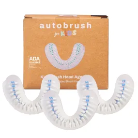 autobrush Double Sided Kids U Shaped Nylon Brush Head Replacements, ADA Accepted, Ages 3-5, Pack of 3