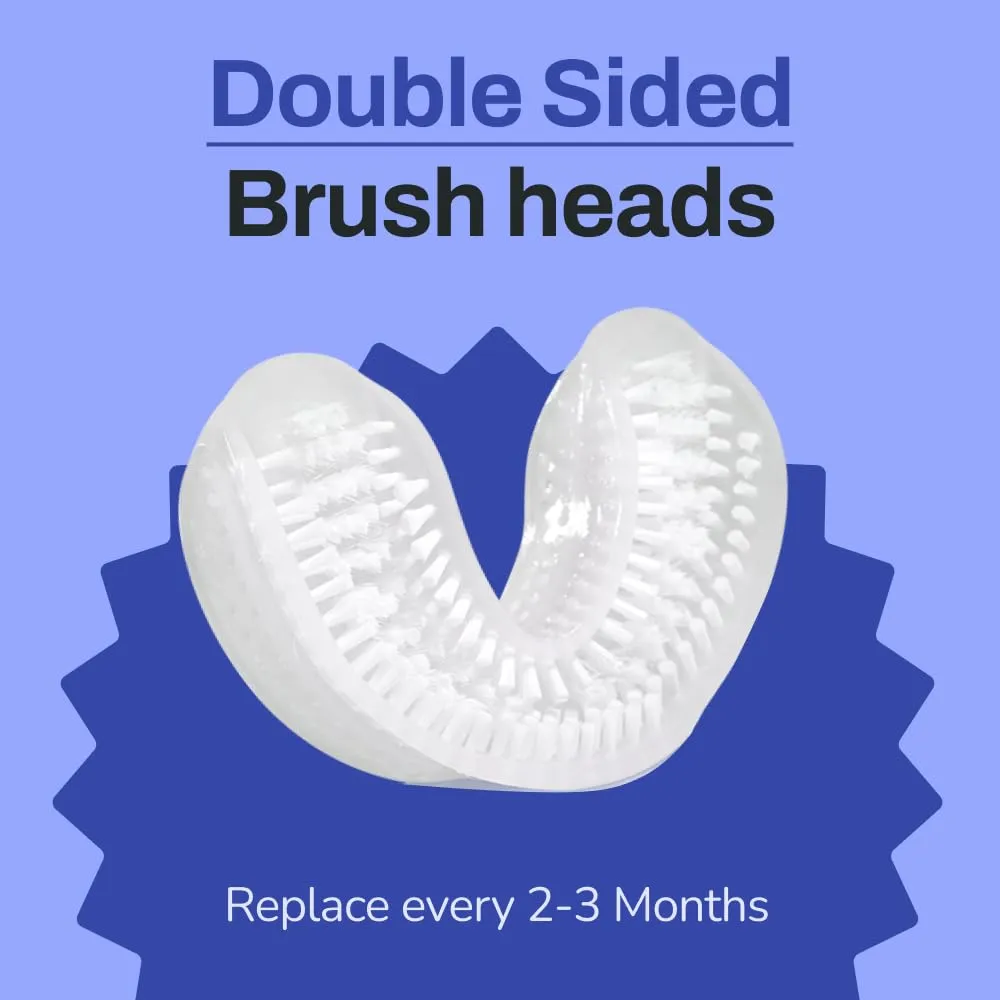 autobrush Double Sided U Shaped Nylon Brush Head Replacements - Adults and Kids Sizes (Adults, XL, 3 Pack)