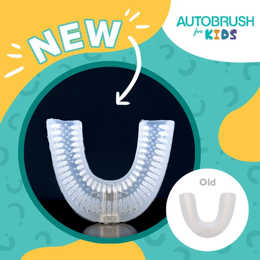 autobrush Silicone U Shaped Brush Head Replacement, Brush Head Refills, 360 Degree Oral Teeth Cleaning, Automatic Toothbrush Head Accessories, Adult and Kid Sizes (Ages 3-4, 3-Pack, Kids)