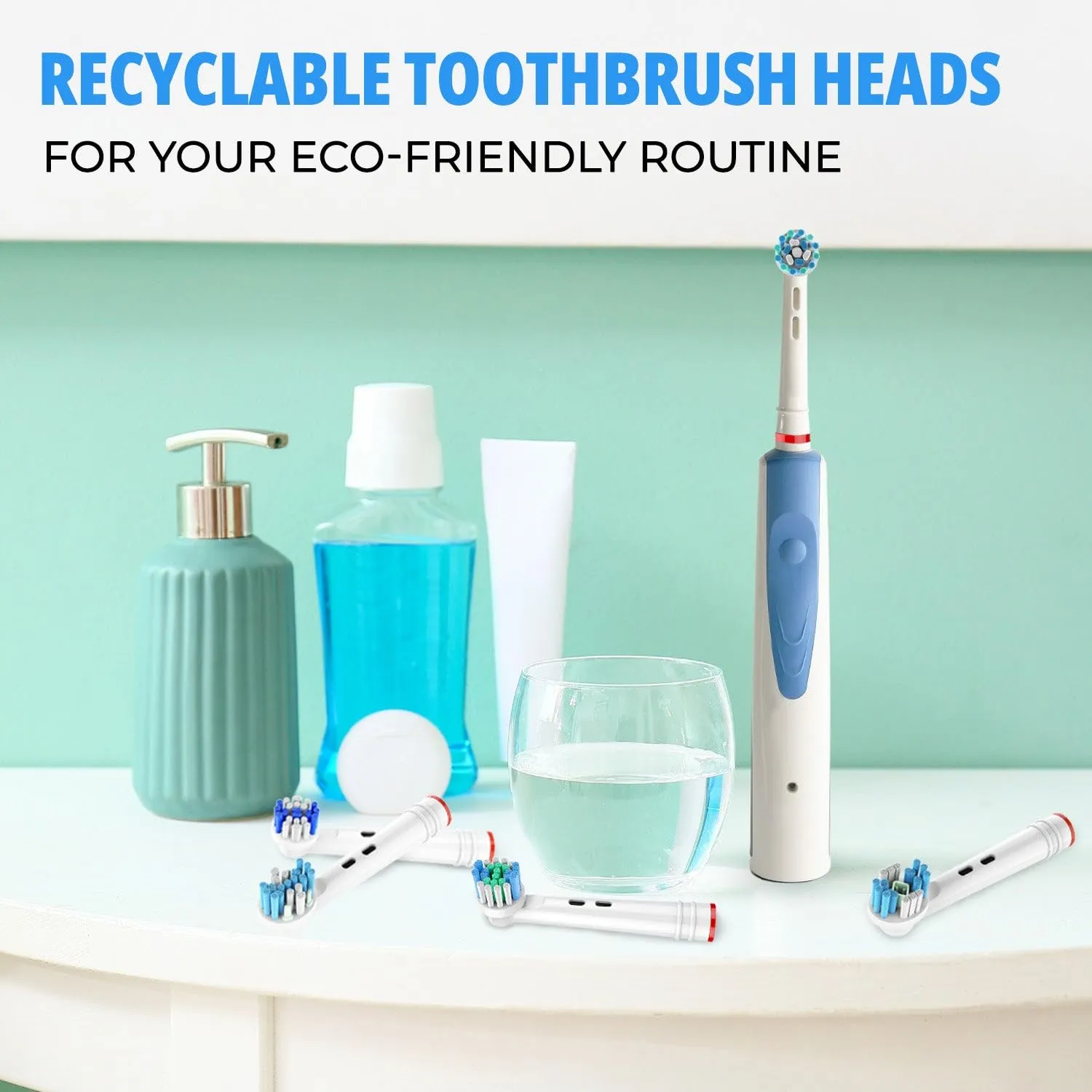 Auzest Replacement Toothbrush Heads Set, Recyclable Oral B Toothbrush Heads Compatible - FREEPOST Recycling Service - Crossaction and Polish Type Heads for Deep Clean & Whitening - Variety Pack
