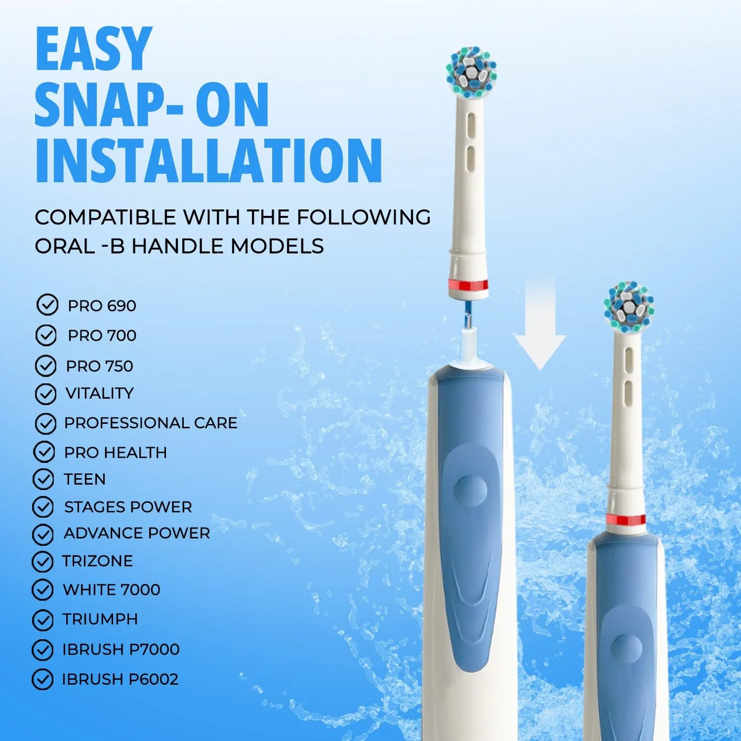Auzest Replacement Toothbrush Heads Set, Recyclable Oral B Toothbrush Heads Compatible - FREEPOST Recycling Service - Crossaction and Polish Type Heads for Deep Clean & Whitening - Variety Pack