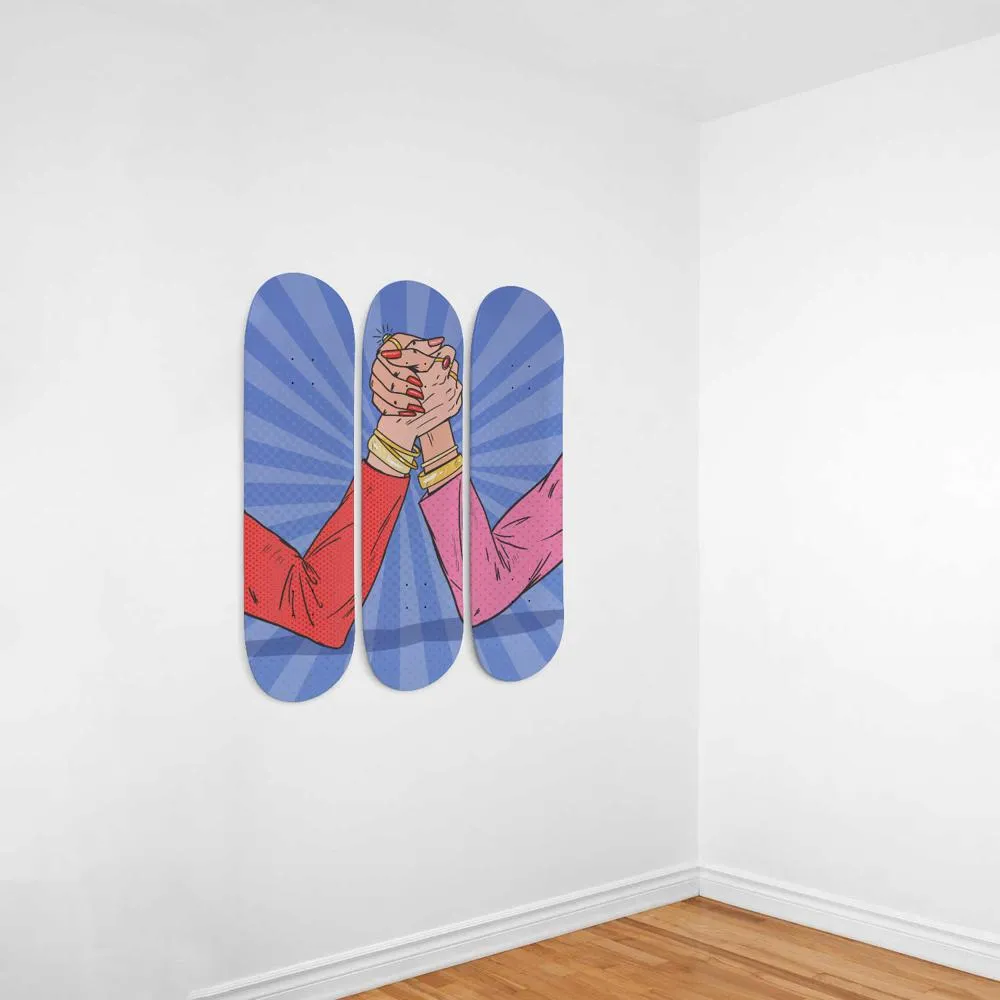 Awesome Pop art Women Arm Wrestling Skateboard Wall Art