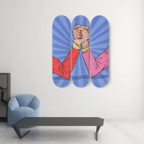 Awesome Pop art Women Arm Wrestling Skateboard Wall Art