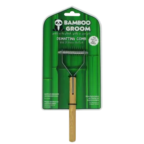 Bamboo Groom Dematting Comb with 10 Stainless Steel Teeth