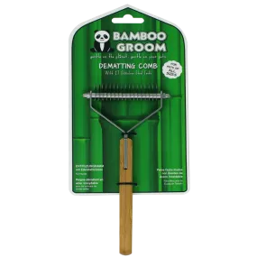 Bamboo Groom Dematting Comb with 17 Stainless Steel Teeth
