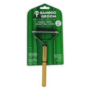 Bamboo Groom Double Sided Dematting Comb with Stainless Steel Teeth