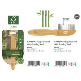 BAMBOO Regular Comb with Rotating Teeth