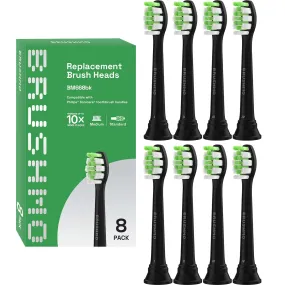 Brushmo Replacement Toothbrush Heads Compatible with Philips Sonicare DiamondClean HX6062/65, Black, 8 Pack