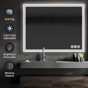 DAZZLIZE MIRROR wall mirror bathroom mirror with touch sensor and three light colors Stylish mirror for dining room, washroom, hallway and dressing area- rectangular shape-size=(24x30) inch-W8.