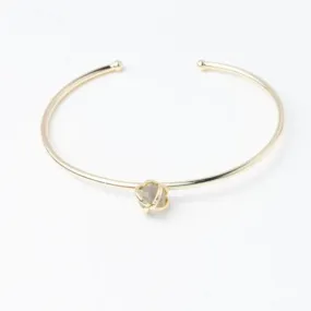 Delicate Labrodite-Stone Cuff Bracelet in Grey- Save Exploited Women!