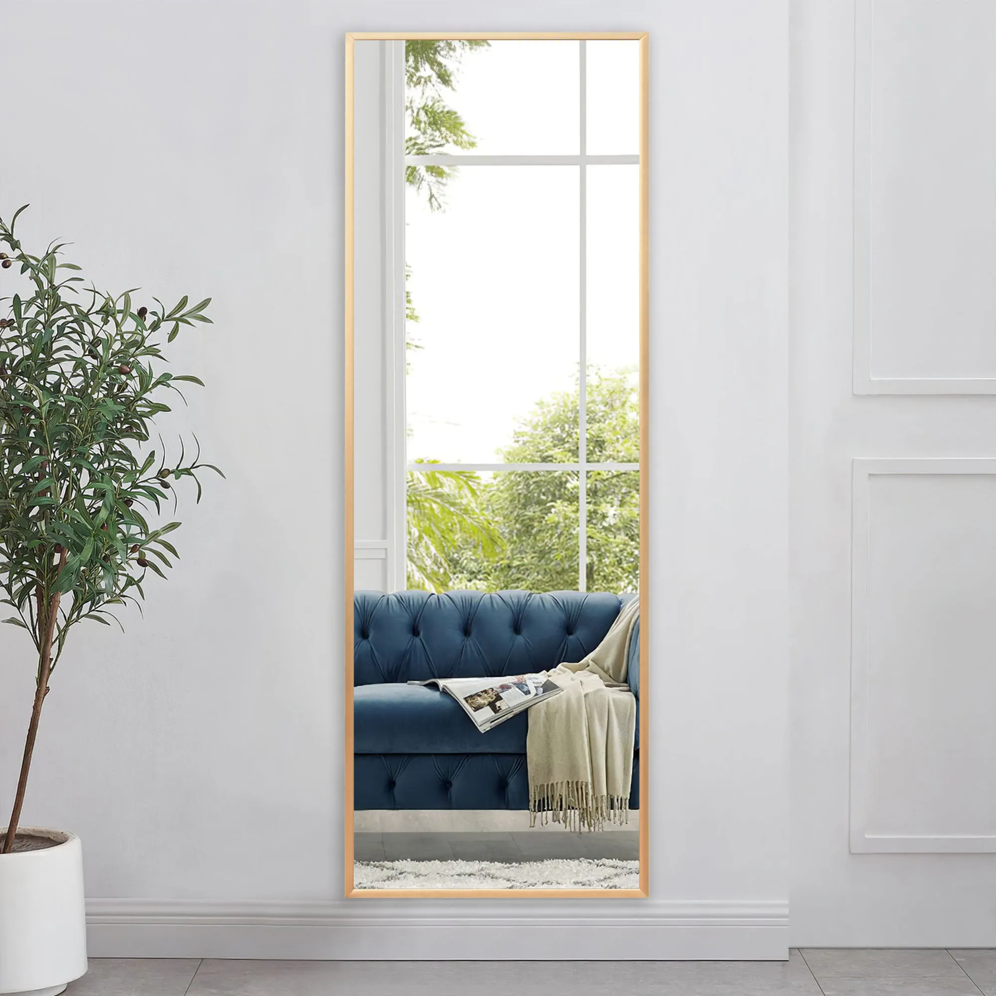 Doris 65"x22" Classic Framed Bedroom Full Length Wall Mirror