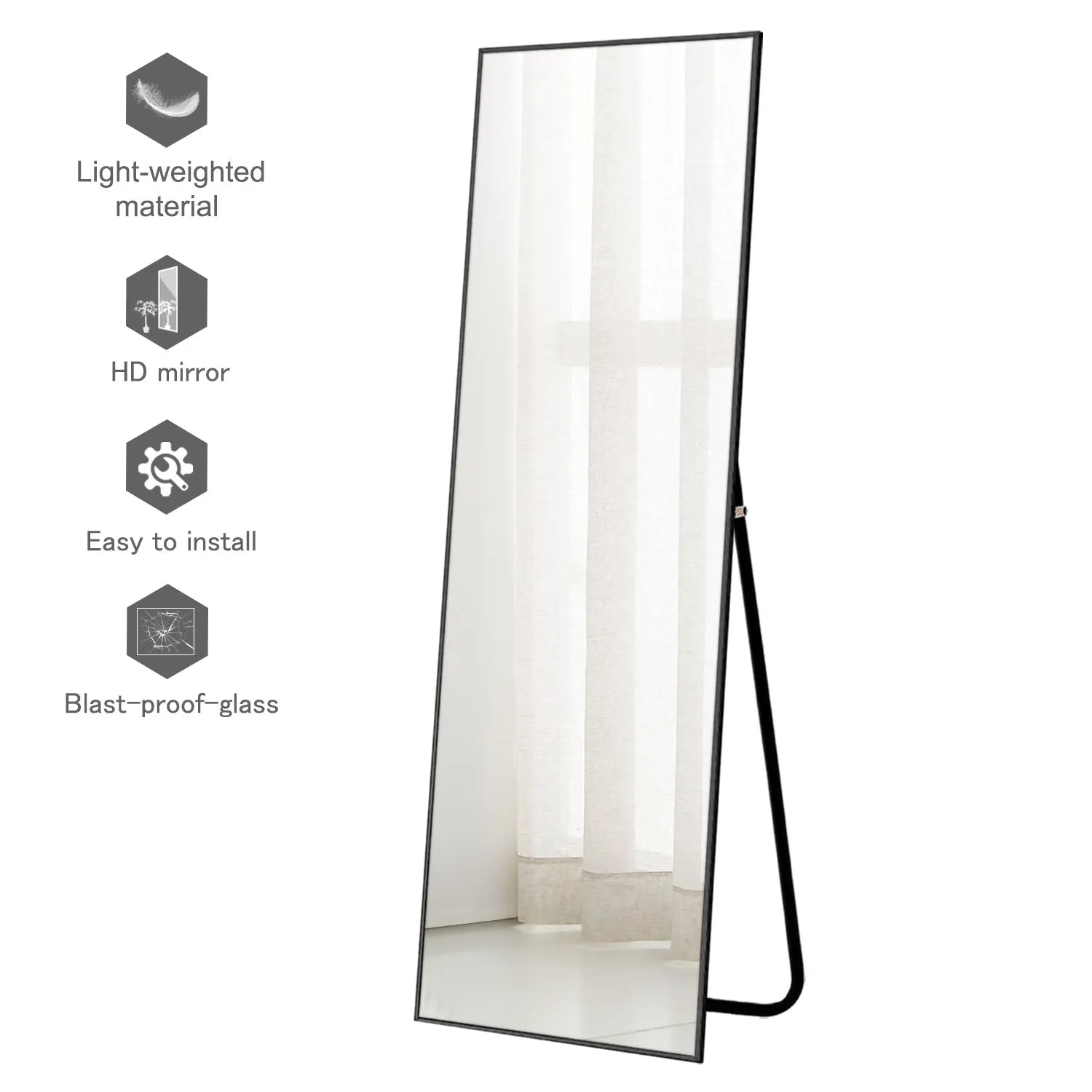 Doris 65"x22" Classic Framed Bedroom Full Length Wall Mirror