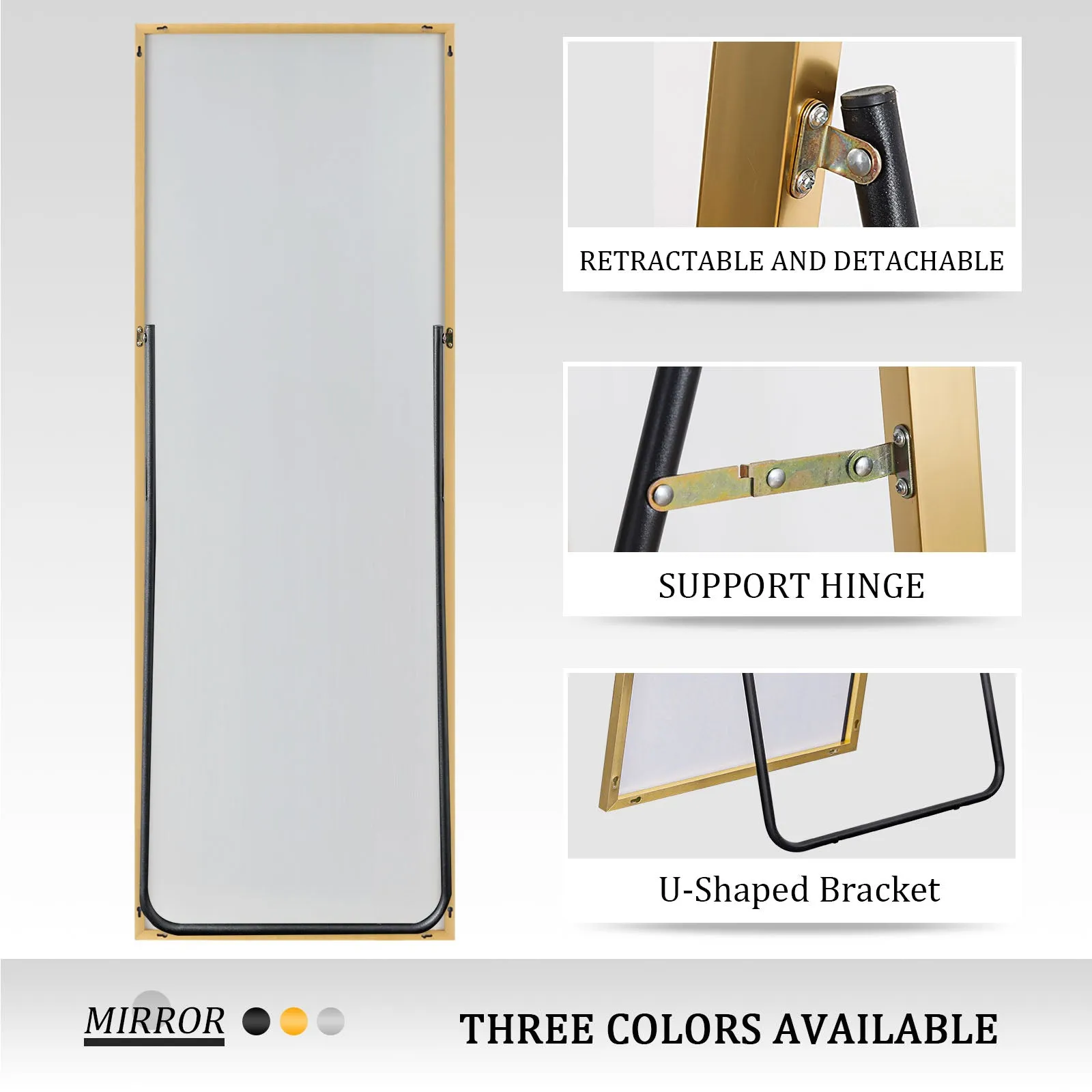 Doris 65"x22" Classic Framed Bedroom Full Length Wall Mirror