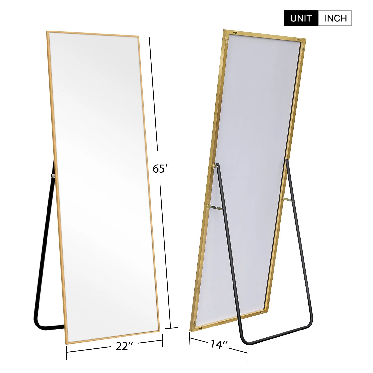 Doris 65"x22" Classic Framed Bedroom Full Length Wall Mirror