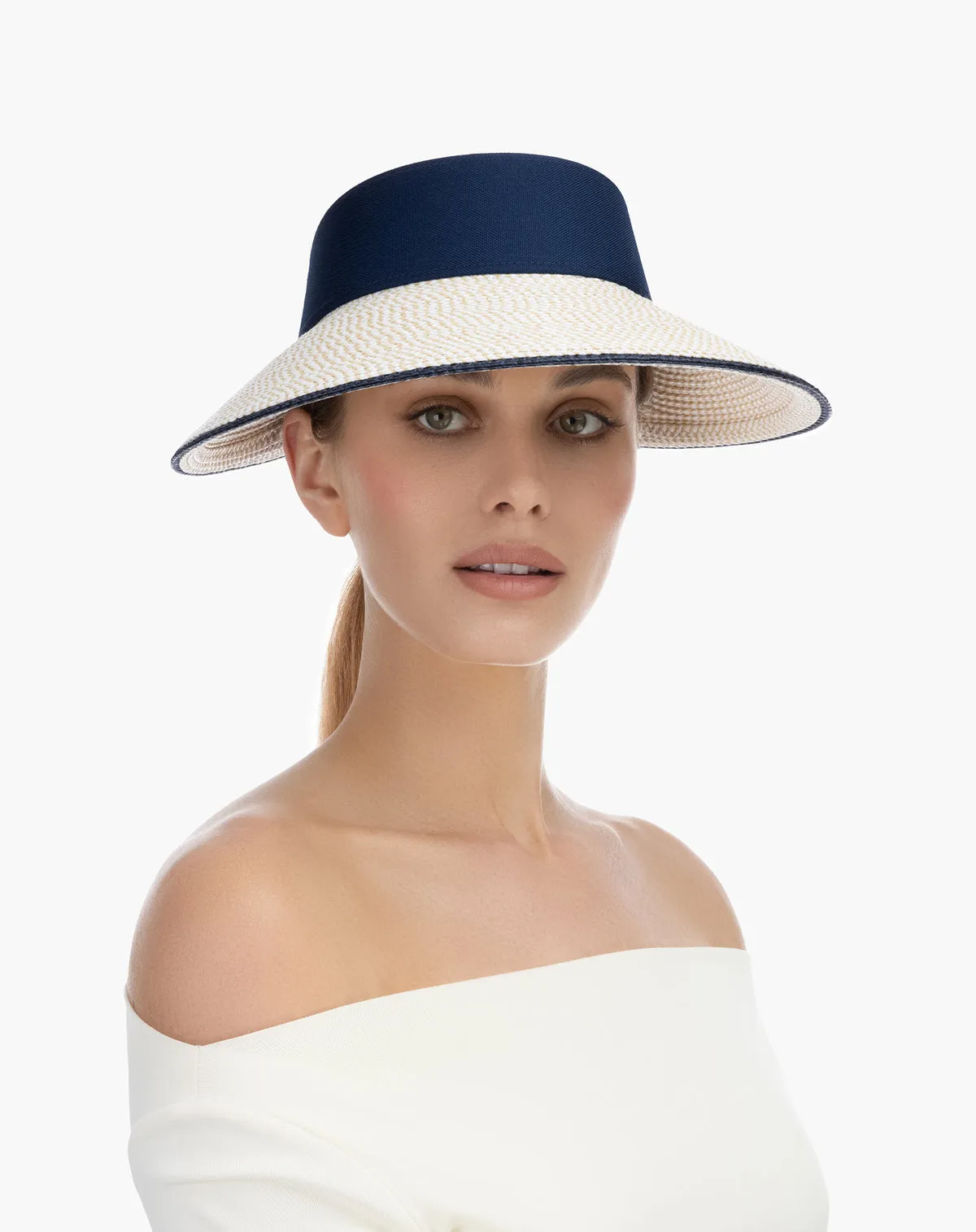Eric Javitz Champ II Visor in White Mix/Navy