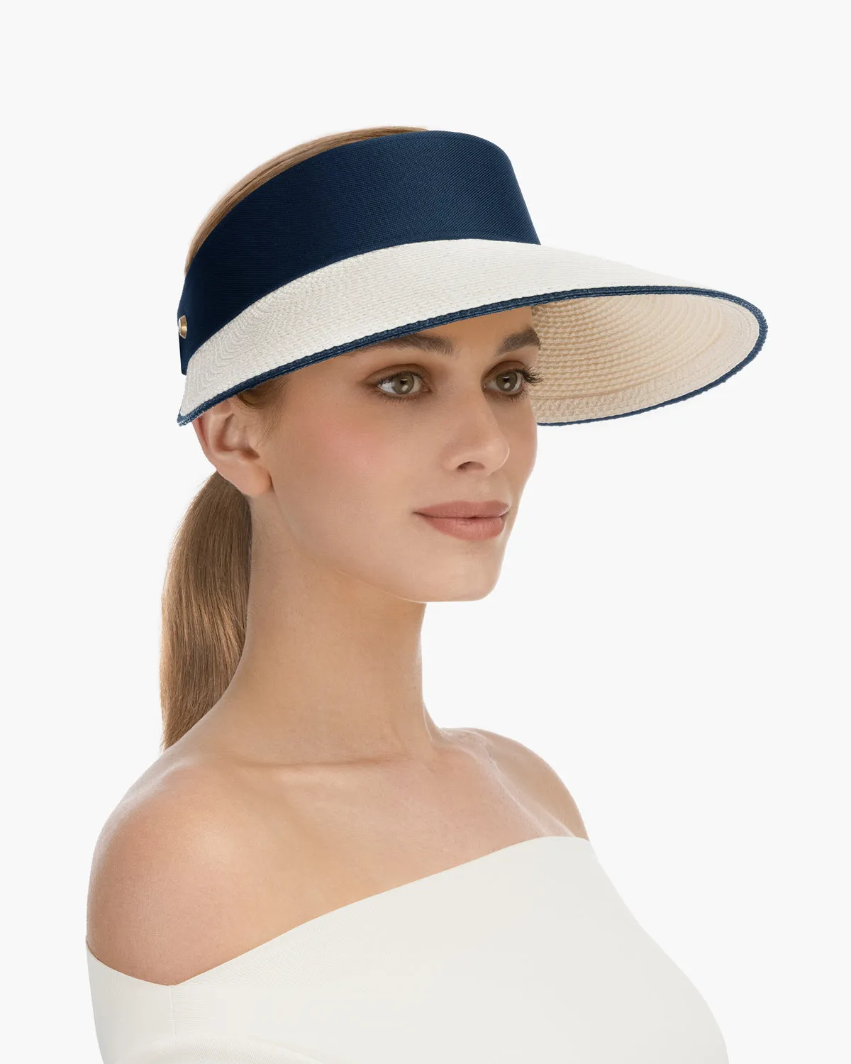 Eric Javitz Champ II Visor in White Mix/Navy