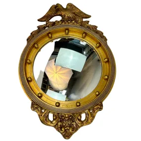 Federal Style Round Wall Mirror, Gilt, Eagle