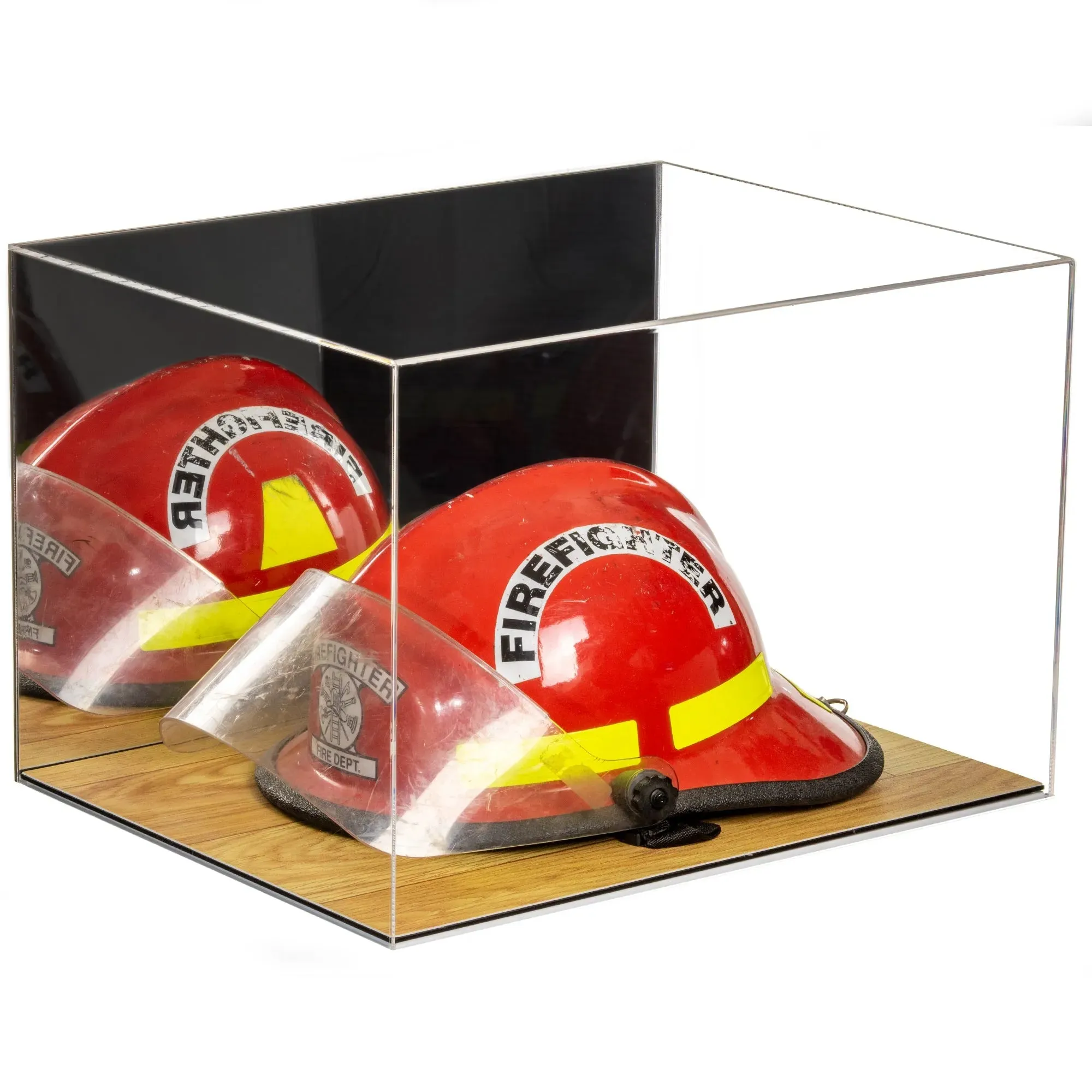 Fireman's Helmet Display Case - Mirror No Wall Mounts (A014/V60)