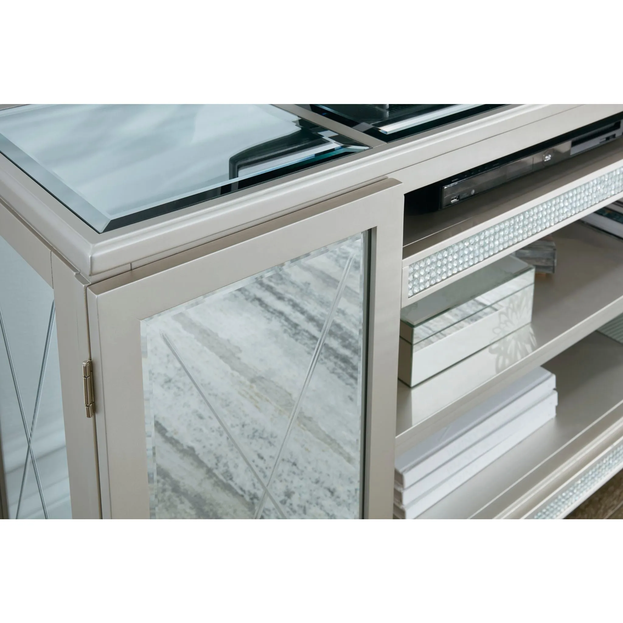 Flamory TV Stand with Fireplace - Silver