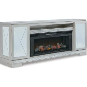 Flamory TV Stand with Fireplace - Silver