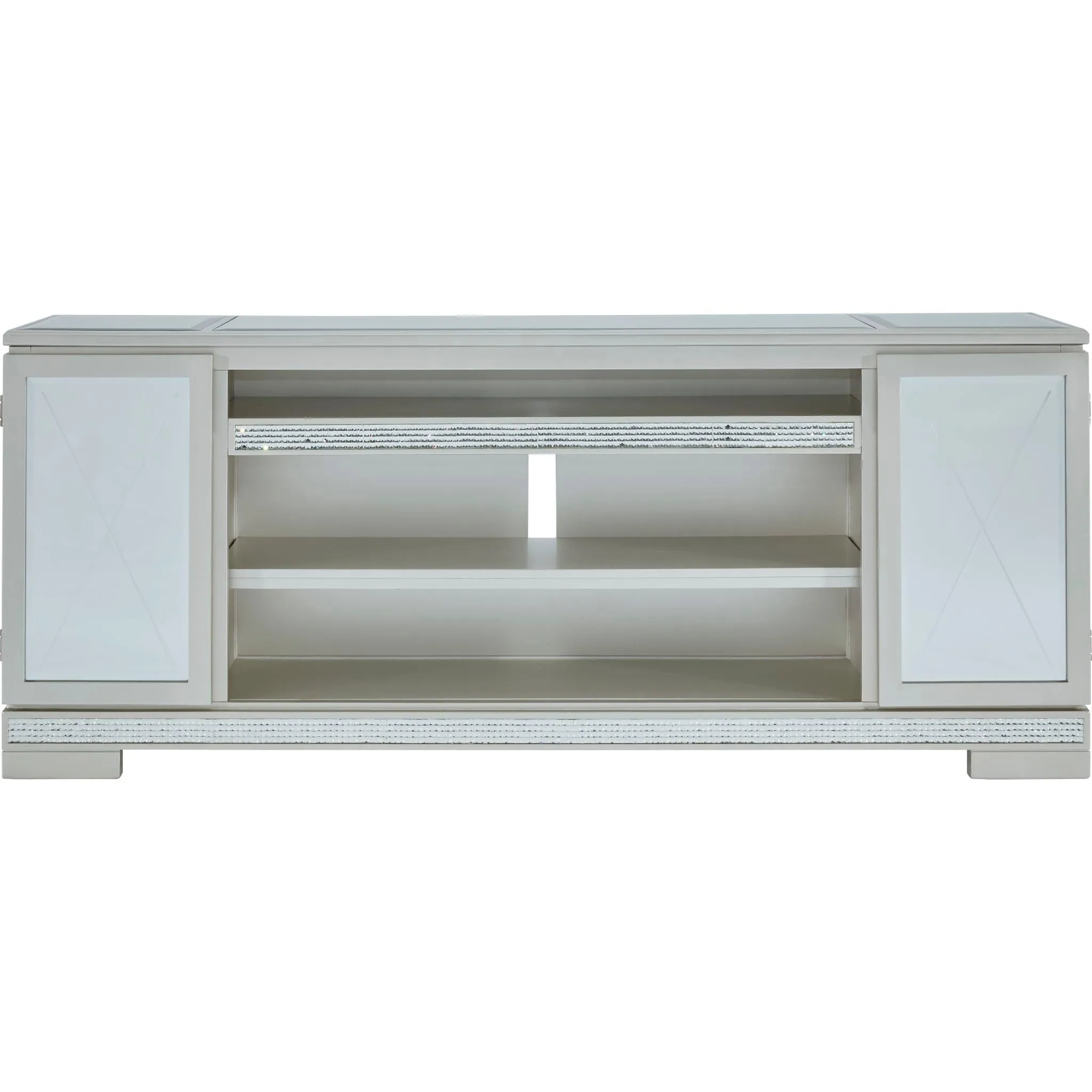 Flamory TV Stand with Fireplace - Silver