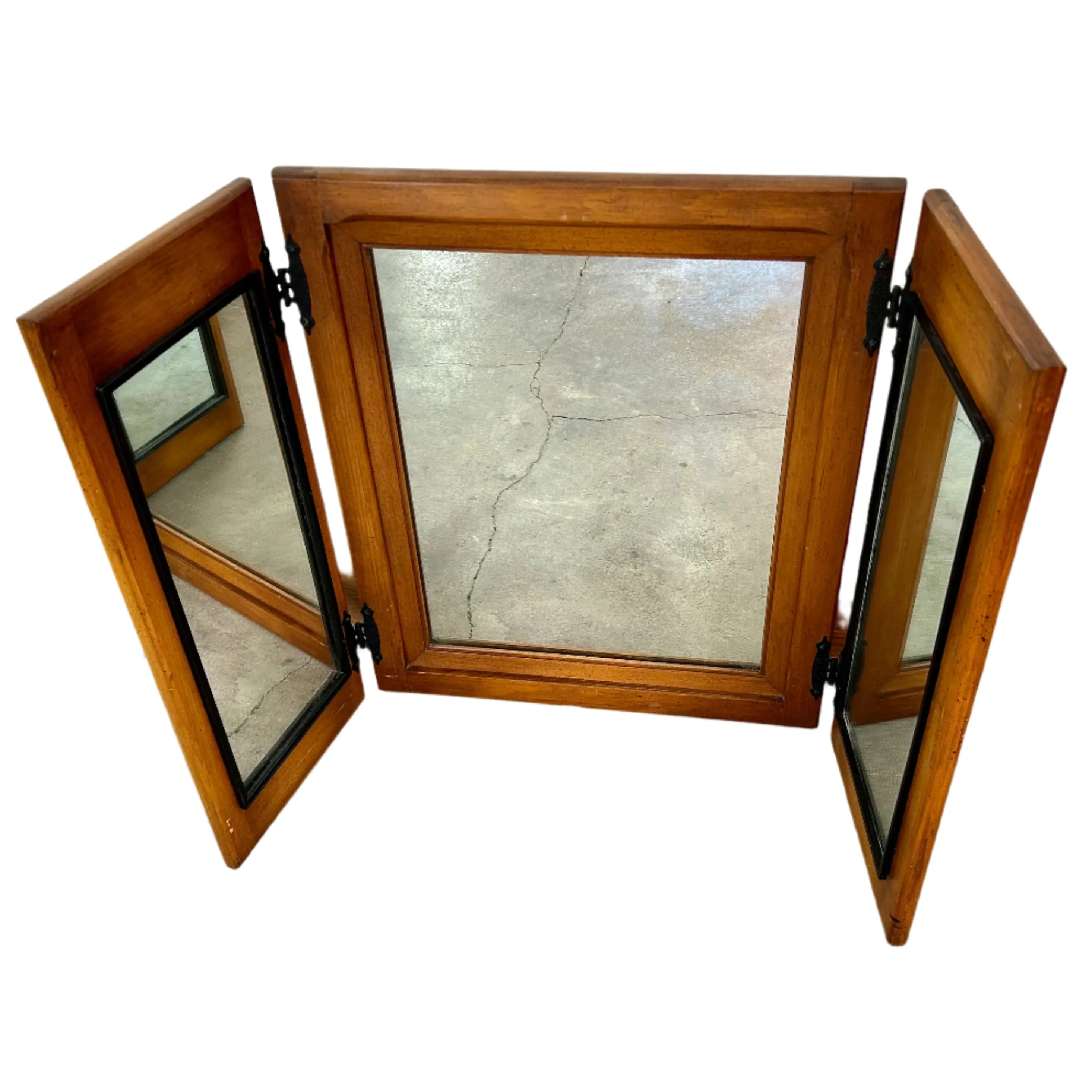 Folding Mirror, Two Fold, Wood Frame
