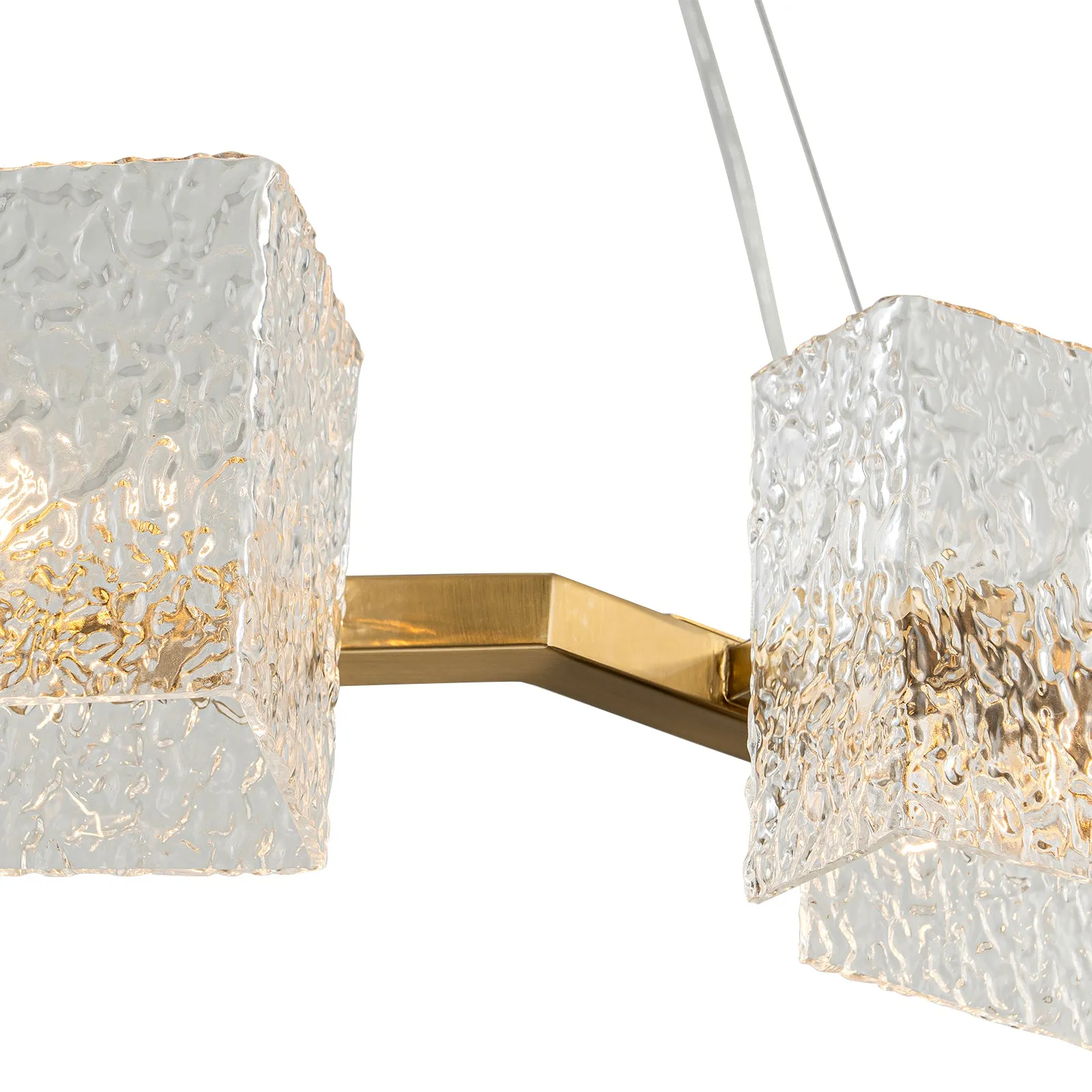 Glowlings 8-Light Modern 34"Wide Brass Textured Handcrafted Water Ripple Round Chandelier