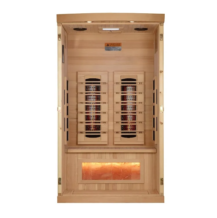 Golden Designs 1-2-Person Full Spectrum PureTech Near Zero EMF FAR Infrared Sauna with Himalayan Salt Bar (Canadian Hemlock)