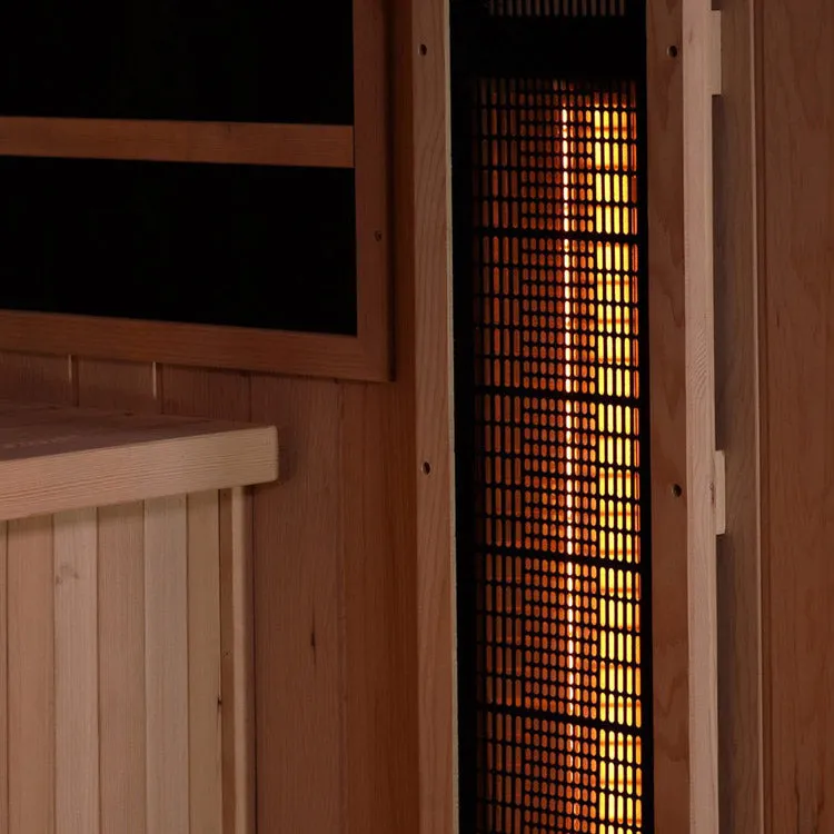 Golden Designs 3-Person Full Spectrum PureTech™ Near Zero EMF FAR Infrared Sauna with Himalayan Salt Bar (Canadian Hemlock)
