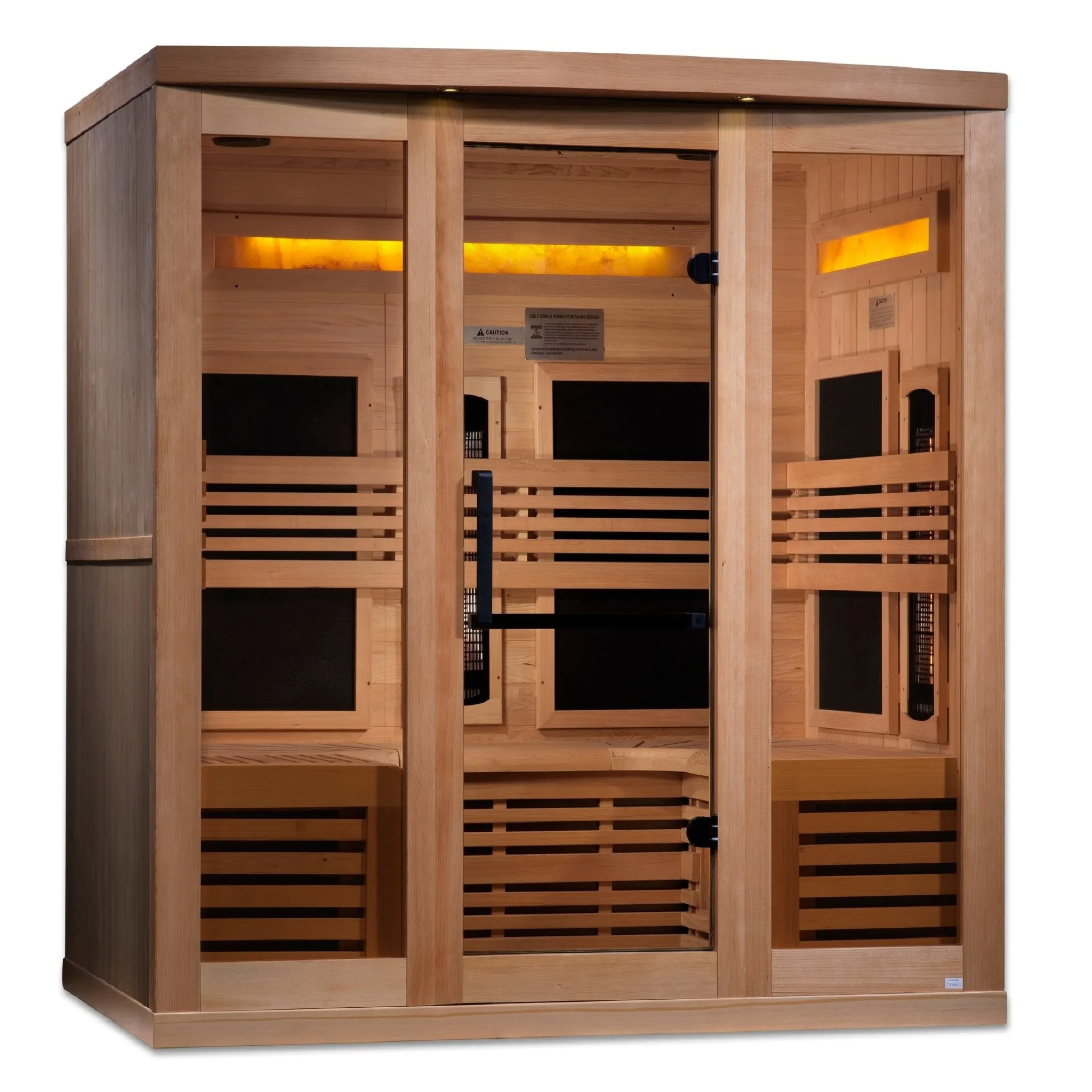 Golden Designs 6-Person Full Spectrum PureTech™ Near-Zero EMF FAR Infrared Sauna w/ Himalayan Salt Bar