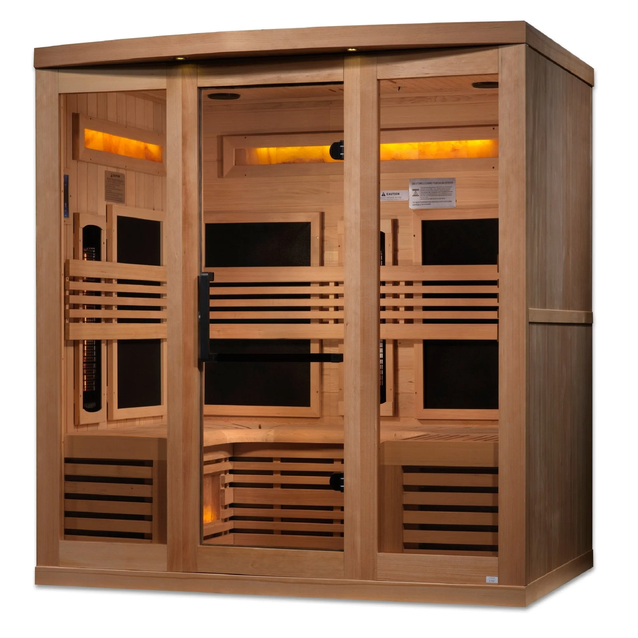 Golden Designs 6-Person Full Spectrum PureTech™ Near-Zero EMF FAR Infrared Sauna w/ Himalayan Salt Bar