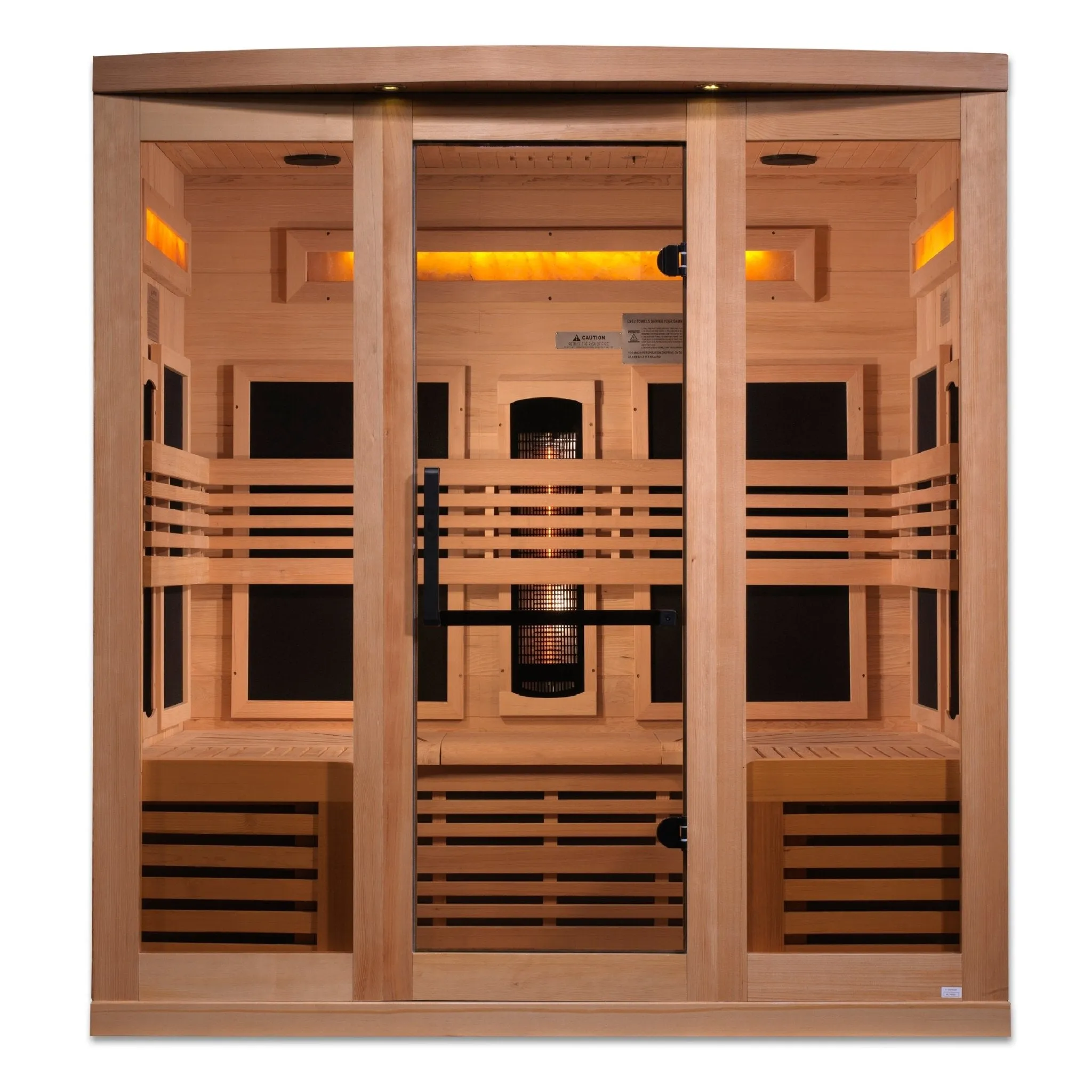 Golden Designs 6-Person Full Spectrum PureTech™ Near-Zero EMF FAR Infrared Sauna w/ Himalayan Salt Bar