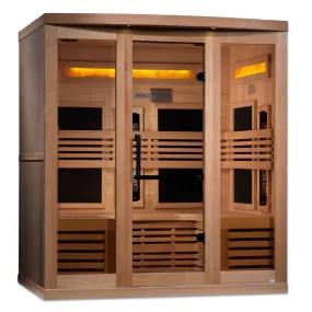 Golden Designs 6-Person Full Spectrum PureTech™ Near-Zero EMF FAR Infrared Sauna w/ Himalayan Salt Bar
