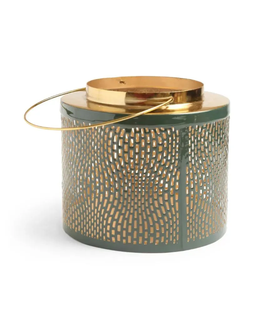 Green & Gold Finish Metal Lantern