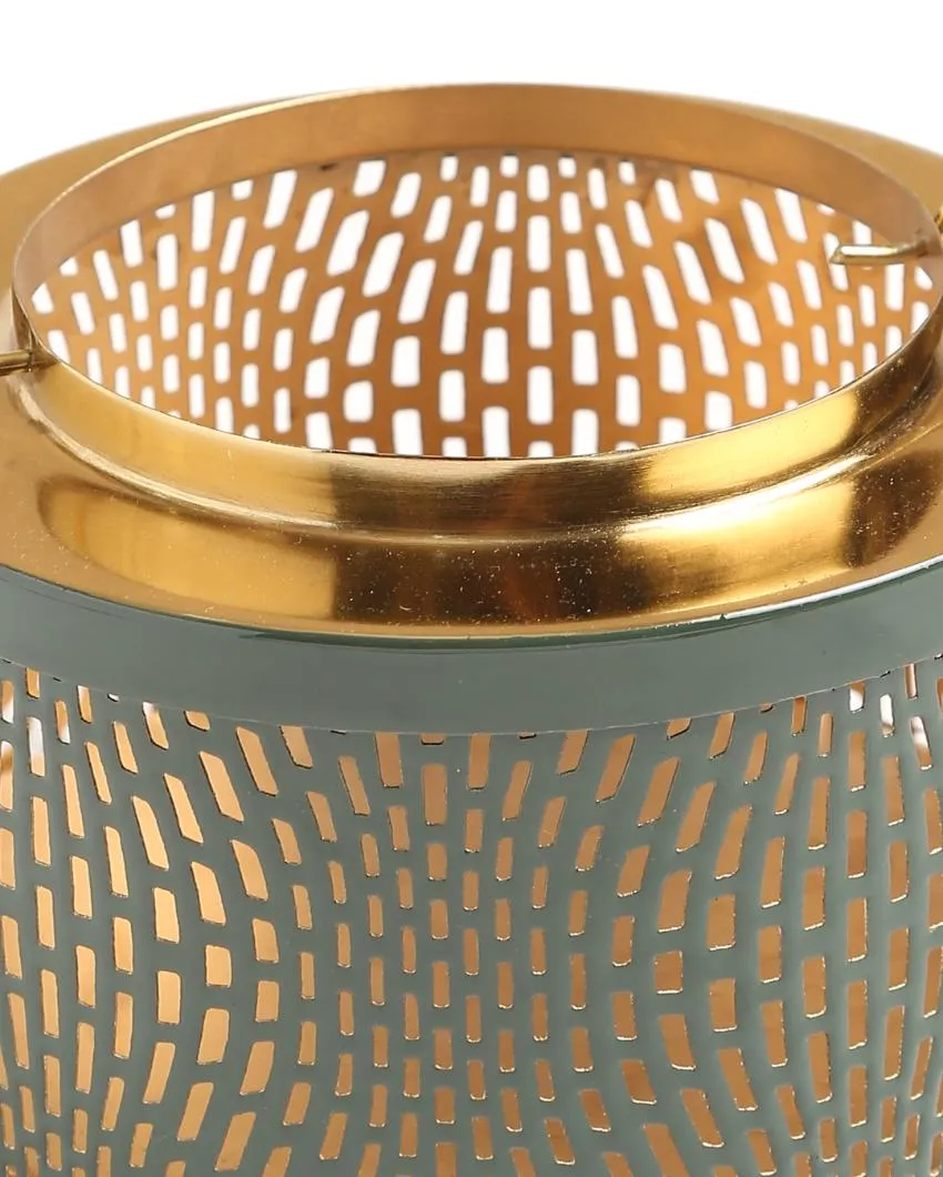 Green & Gold Finish Metal Lantern