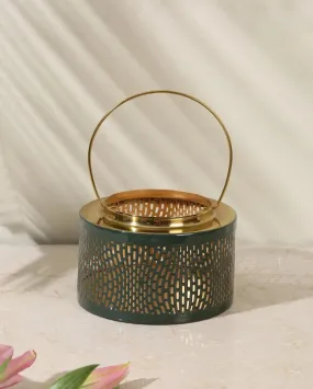 Green & Gold Finish Metal Lantern