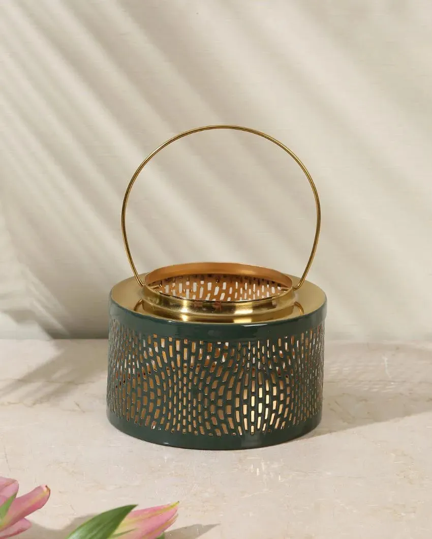 Green & Gold Finish Metal Lantern