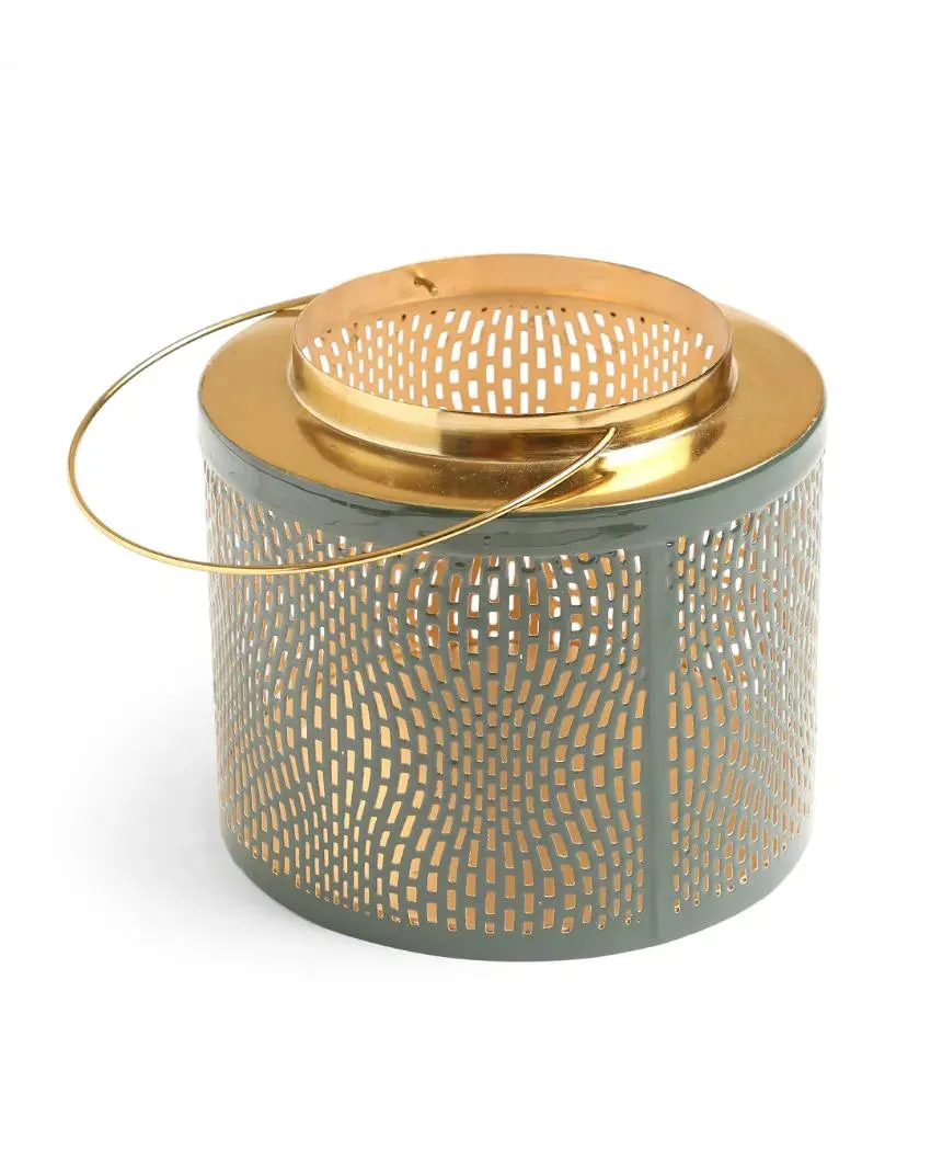 Green & Gold Finish Metal Lantern