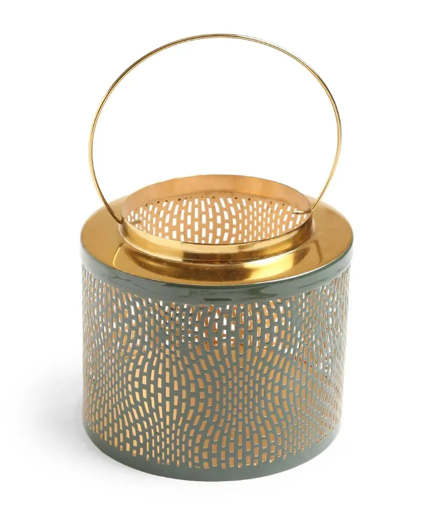 Green & Gold Finish Metal Lantern